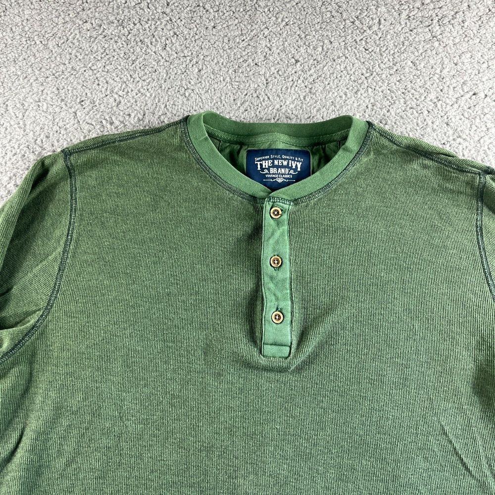 NEW The‎ New Ivy Brand T Shirt Mens Large Green Henley Thermal Outdoor Vintage